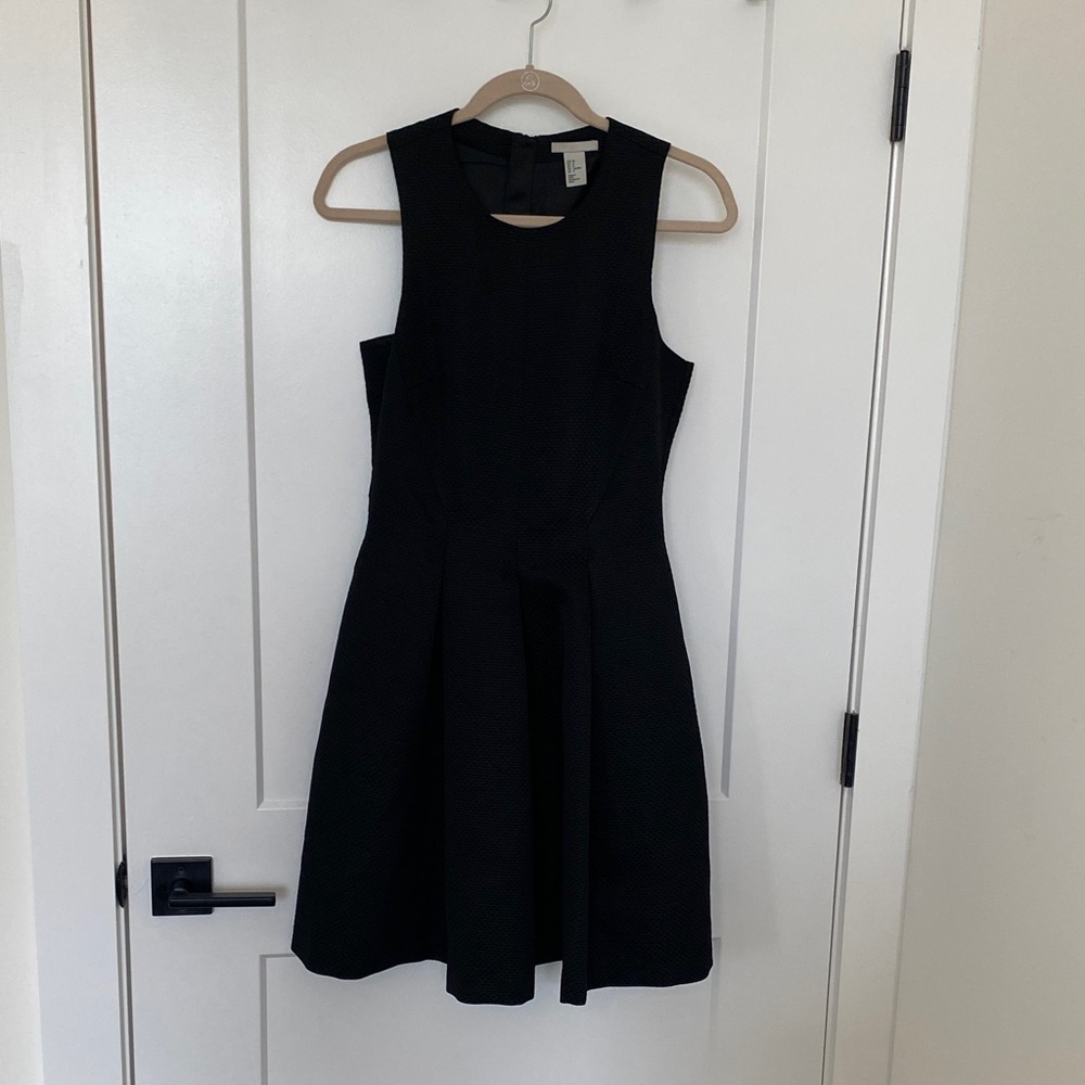 Black embossed A-line shift dress
